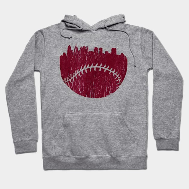 Philadelphia PA Cityscape Baseball Retro Hoodie by Chicu